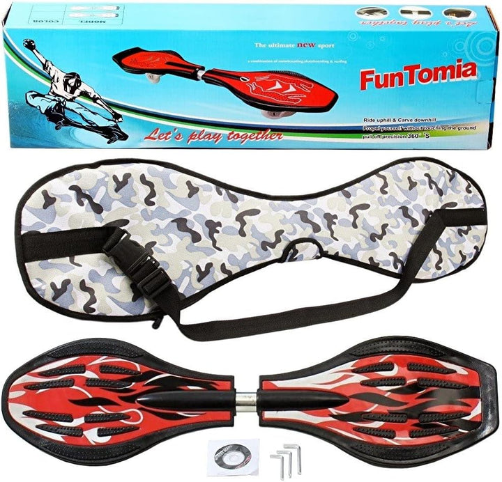 FunTomia Waveboard Original Mach1 Kugellager inkl. Tasche - Bis 120kg - (Verschiedene Farbdesigns) R