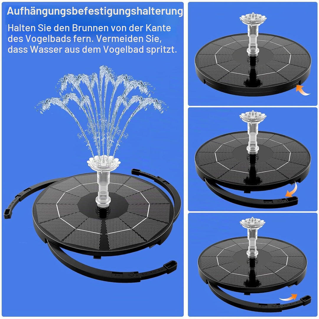 AISITIN Solar Springbrunnen mit 3.5W DIY Abnehmbares Sonnenkollektor, Solar Teichpumpe Upgrade, Rund