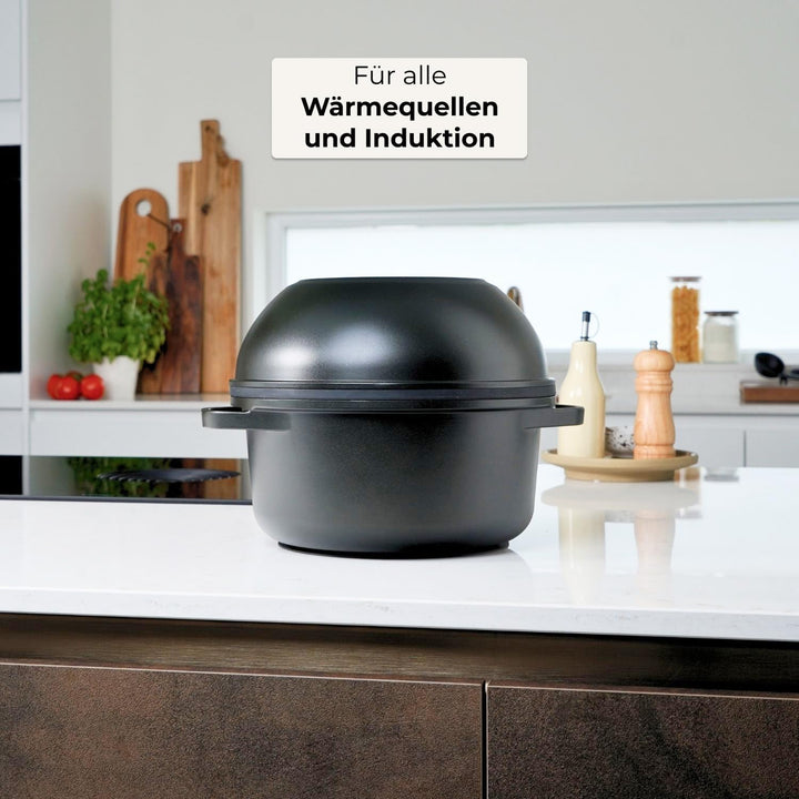 Essential Topf und Pfannenset 8-teilig Induktion, Abnehmbarer Griff, Stapelbar, Platzsparend, Backof