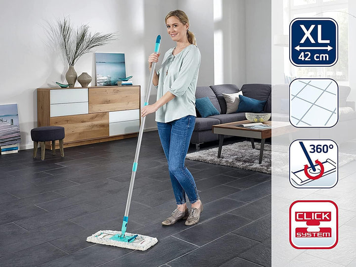 Leifheit Bodenwischer Profi XL Cotton Plus, Wischmopp mit waschbarem Bezug Fliesen Eco Verpackung, F