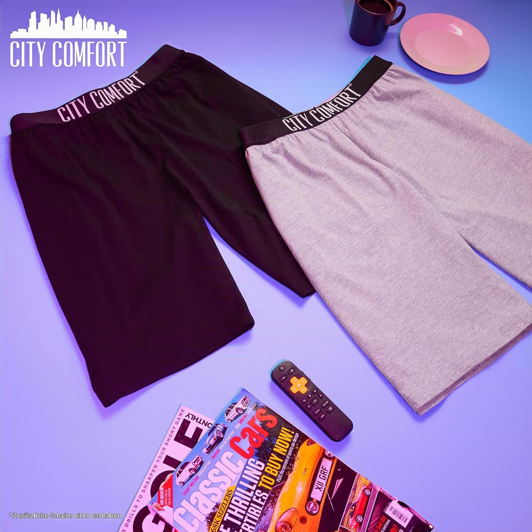 CityComfort Pyjama Shorts Herren, Kurze Schlafanzughose Herren mit Seitentaschen &amp; Elastischem Bund