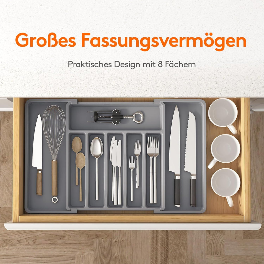 Lifewit Besteckhalter, erweiterbarer Utensilienhalter für Schublade, Verstellbarer Besteckkasten, ko