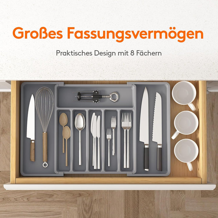 Lifewit Besteckhalter, erweiterbarer Utensilienhalter für Schublade, Verstellbarer Besteckkasten, ko