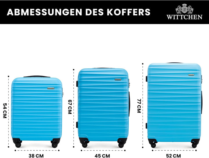 WITTCHEN Reisekoffer 3er Koffer-Set Rollkoffer Trolley Handgepäck Hartschale aus ABS mit 4 Spinner-R