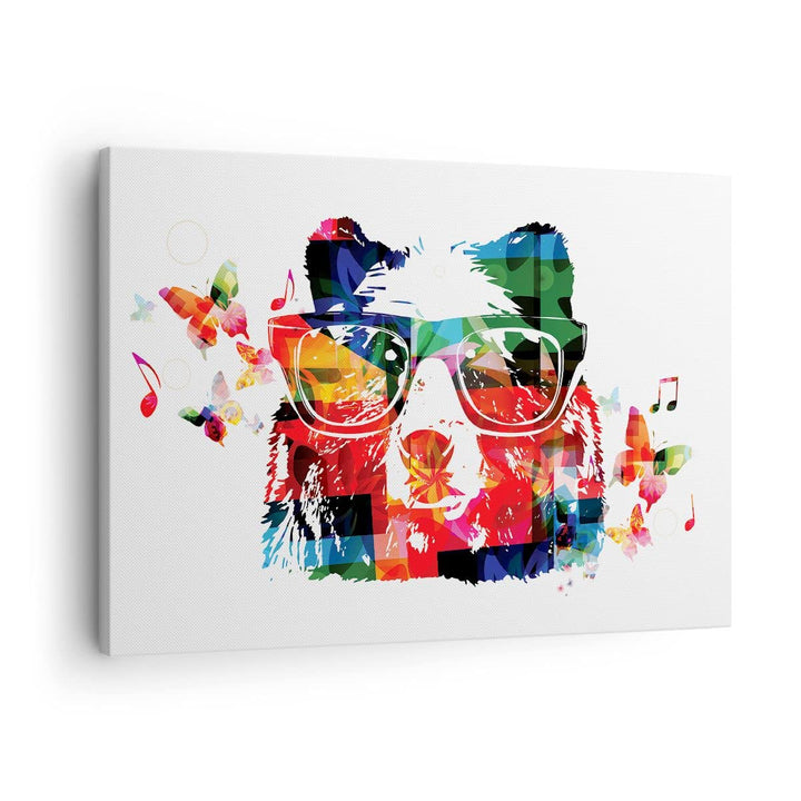 Bilder auf Leinwand Bär Gläser Grizzly hipster Leinwandbild 70x50cm Wandbilder Dekoration Wohnzimmer