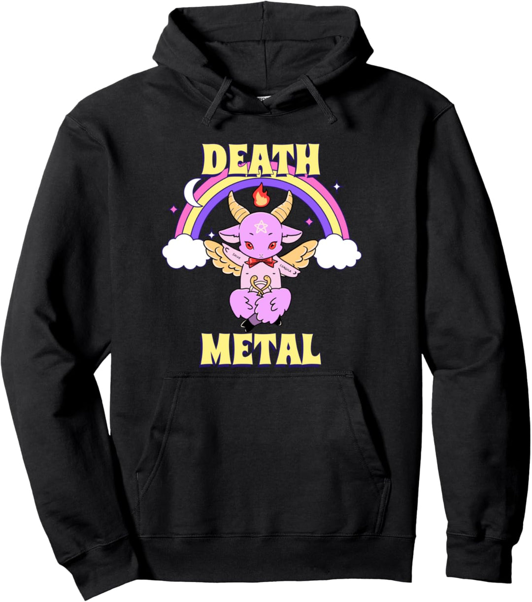 Death Metal Süsses Baphomet Mit Pentagramm Regenbogen Pullover Hoodie
