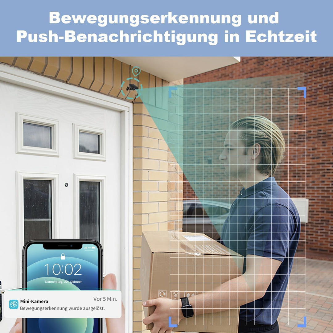 FJJVFF Mini Kamera-4K HD Kleine Kamera-WLAN Mini-Kamera Live Übertragung Handy APP, WiFi Camera mit