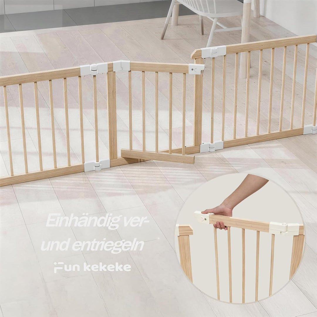 Laufstall Baby, Laufgitter Baby aus Holz, faltbar mit Tür &amp; Sicherheitsverschluss, individuell formb