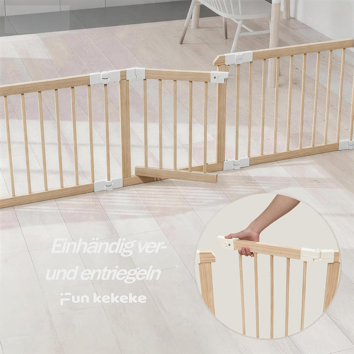Laufstall Baby, Laufgitter Baby aus Holz, faltbar mit Tür &amp; Sicherheitsverschluss, individuell formb