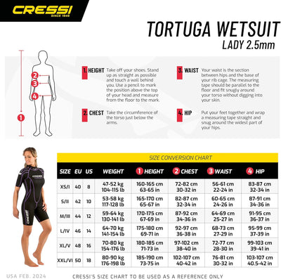 Cressi Tortuga Lady Wetsuit 2.5 mm - Shorty Neoprenanzug aus High Stretch Neopren für Frauen Schwarz