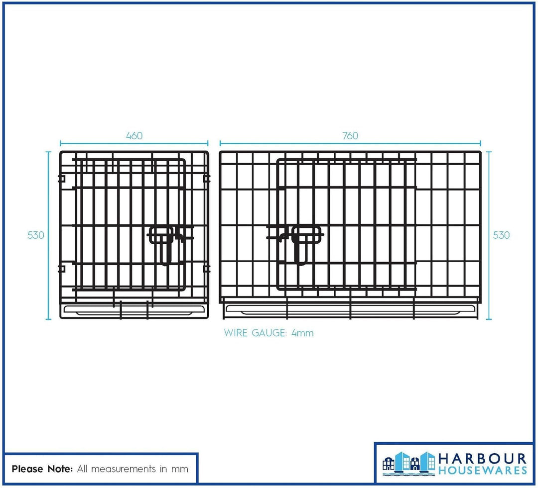 Harbour Housewares Metall-Hundebox mit 2 Türen und herausnehmbarer Schale – Mittelgross – 1x Robuste