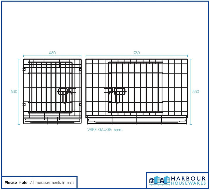 Harbour Housewares Metall-Hundebox mit 2 Türen und herausnehmbarer Schale – Mittelgross – 1x Robuste