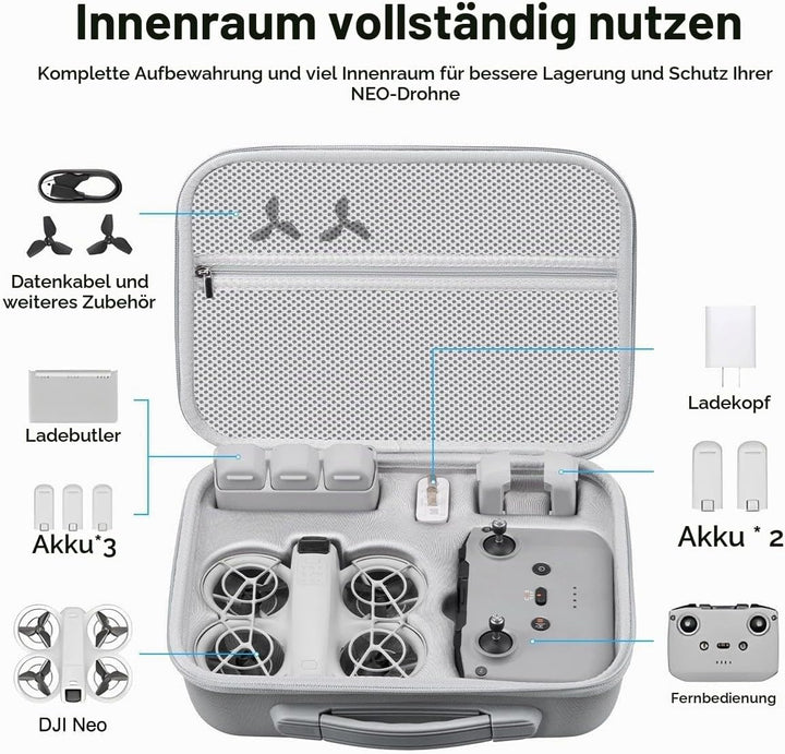 Wasserdichtes Koffer für DJI Neo Fly More Combo Tragbare Tasche, Wasserdicht Tragetasche für DJI Neo