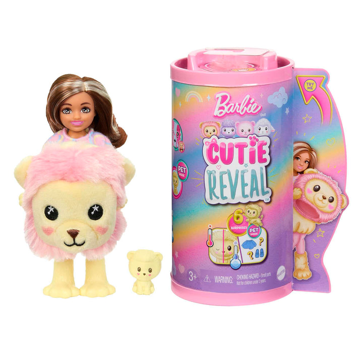 Barbie Cutie Reveal Chelsea-Puppe - 6 Überraschungen, Plüschbabylöwe, Moden, Farbwechselspass, für K