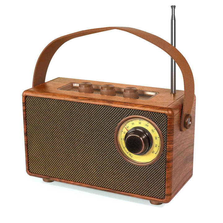 COLSUR Klassischem Retro Bluetooth Lautsprecher,Outdoor Holz Tragbarer Lautsprecher mit Nostalgie Vi