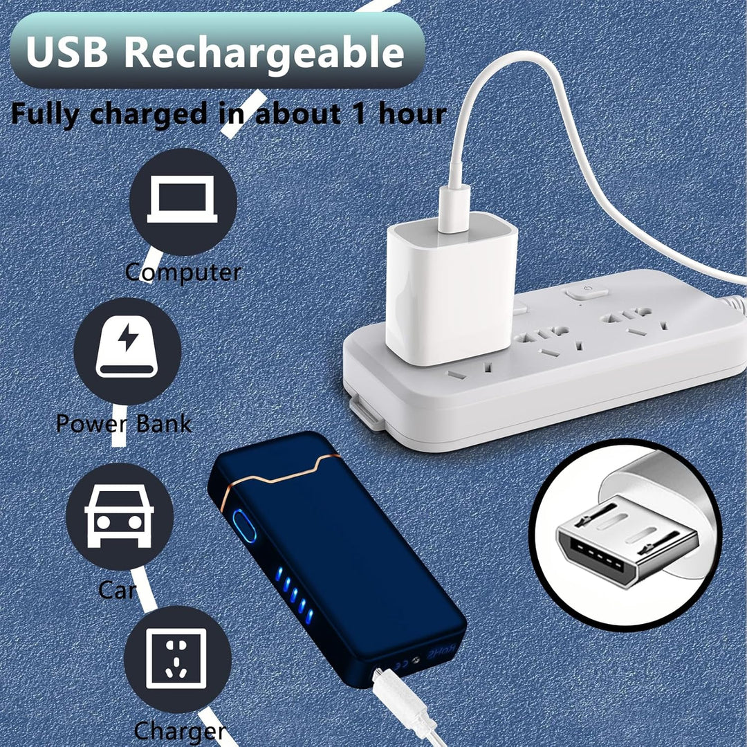 Elektrisches Feuerzeug Plasma Feuerzeug USB-C Wiederaufladbar mit Metallgehäuse Ladestandsanzeige fü