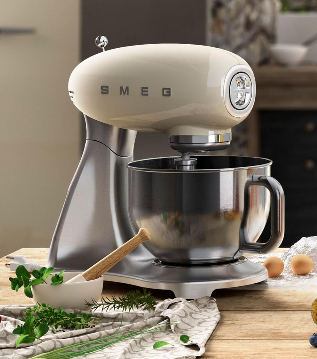 SMEG, SMF02BLEU Küchenmaschine, 10 Geschwindigkeitsstufen, Planetenrührwerk, Sicherheitsabschaltung,