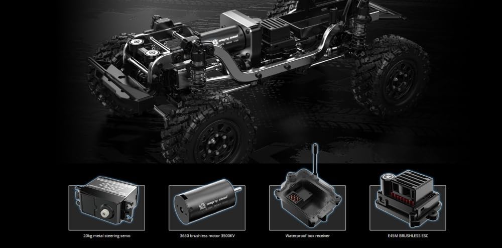 s-idee® MJX H12Y grau 1:12 RC Crawler Brushless Off-Road sensorlos