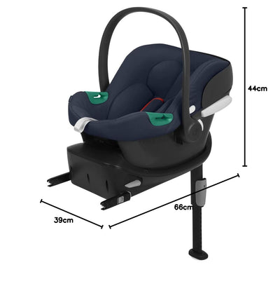 CYBEX Silver Babyschale Aton B2 i-Size mit Base One, Inkl. ISOFIX-Basis und Neugeboreneneinlage, Sen