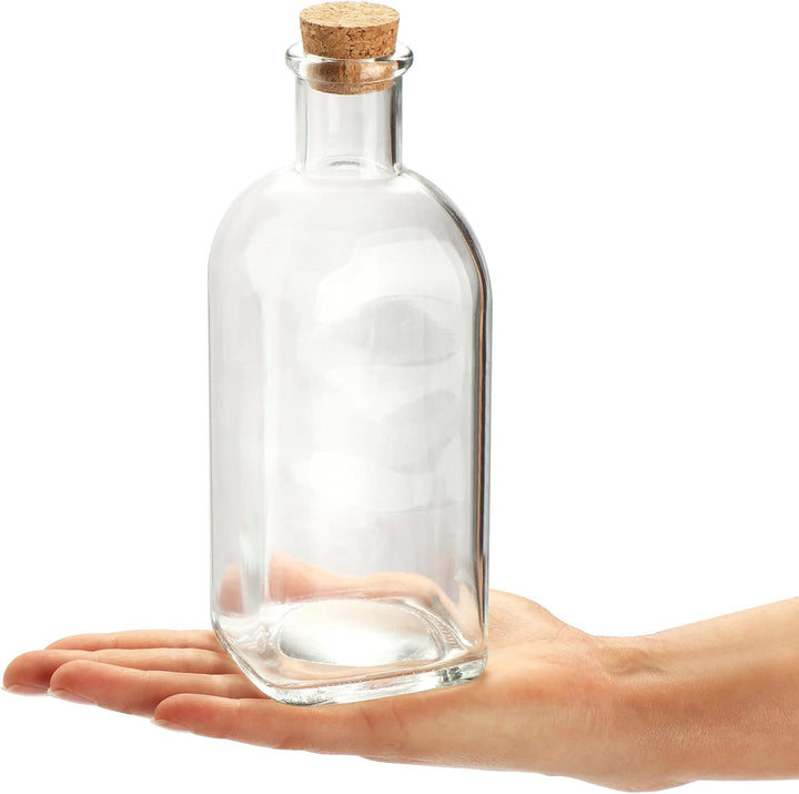 com-four® 6x Glasflasche 500 ml mit Korken - leere Flasche mit Korkenverschluss - Glasbehälter zum B