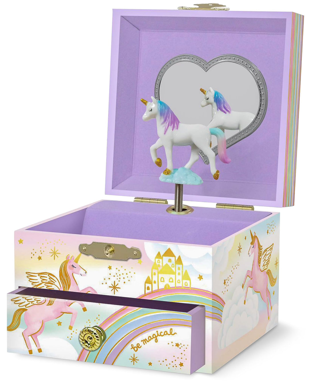 Musikalisches Einhorn-Schmuckkästchen für Mädchen – Kinder tanzende Einhorn-Spieluhr mit Spiegel, Ei