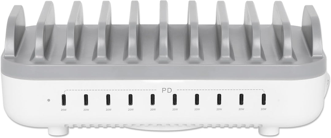 Manhattan 102766 Organizzatore Per Stazioni Di Carica Bianco, Grigio (charging Station 10 Port UsB-C