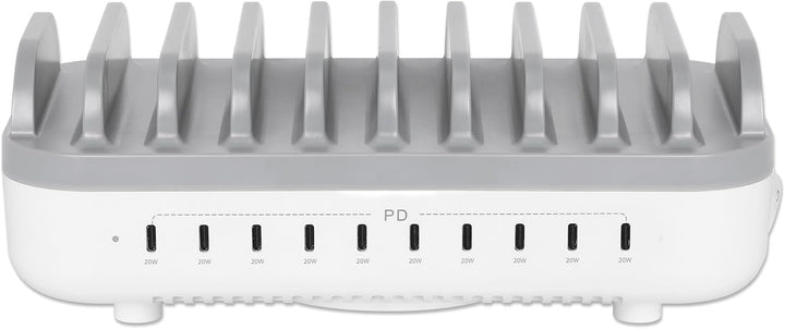 Manhattan 102766 Organizzatore Per Stazioni Di Carica Bianco, Grigio (charging Station 10 Port UsB-C
