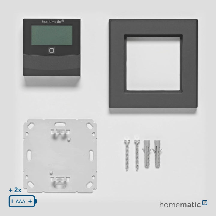 Homematic IP Smart Home Temperatur- und Luftfeuchtigkeitssensor mit Display – innen, anthrazit, steu