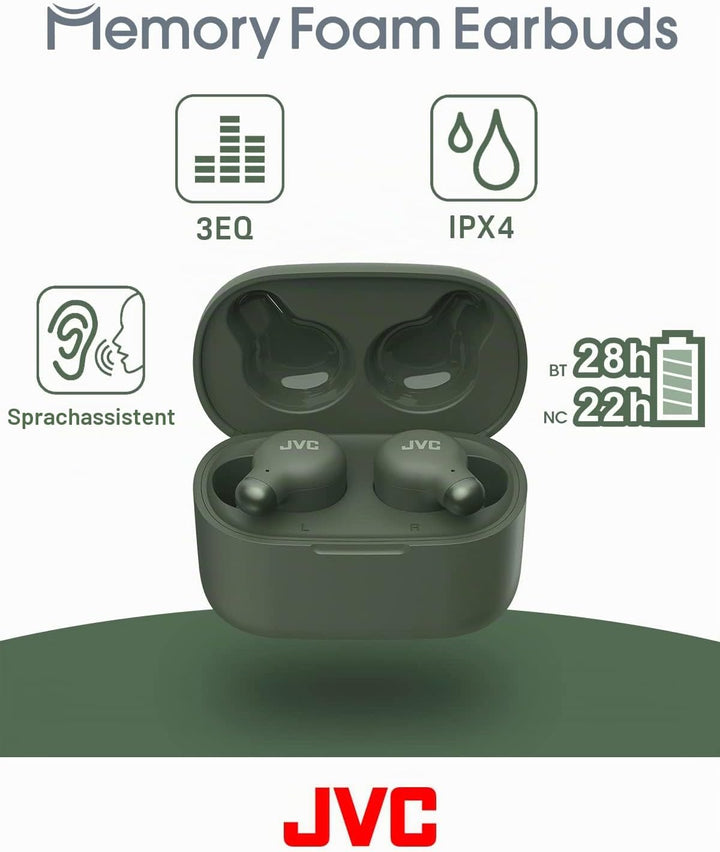 JVC HA-Z250T-G True Wireless Kopfhörer mit aktiver Geräuschunterdrückung, weiche &amp; komfortable Memor
