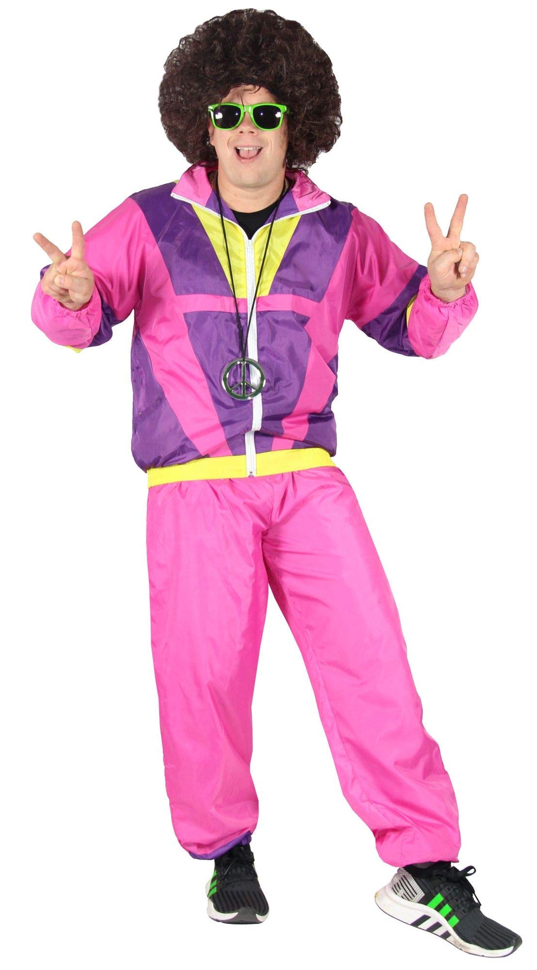 Bad Taste 80er Jahre Kostüm Trainingsanzug für Herren Jogginganzug - pink lila gelb - Grösse S-4XL,