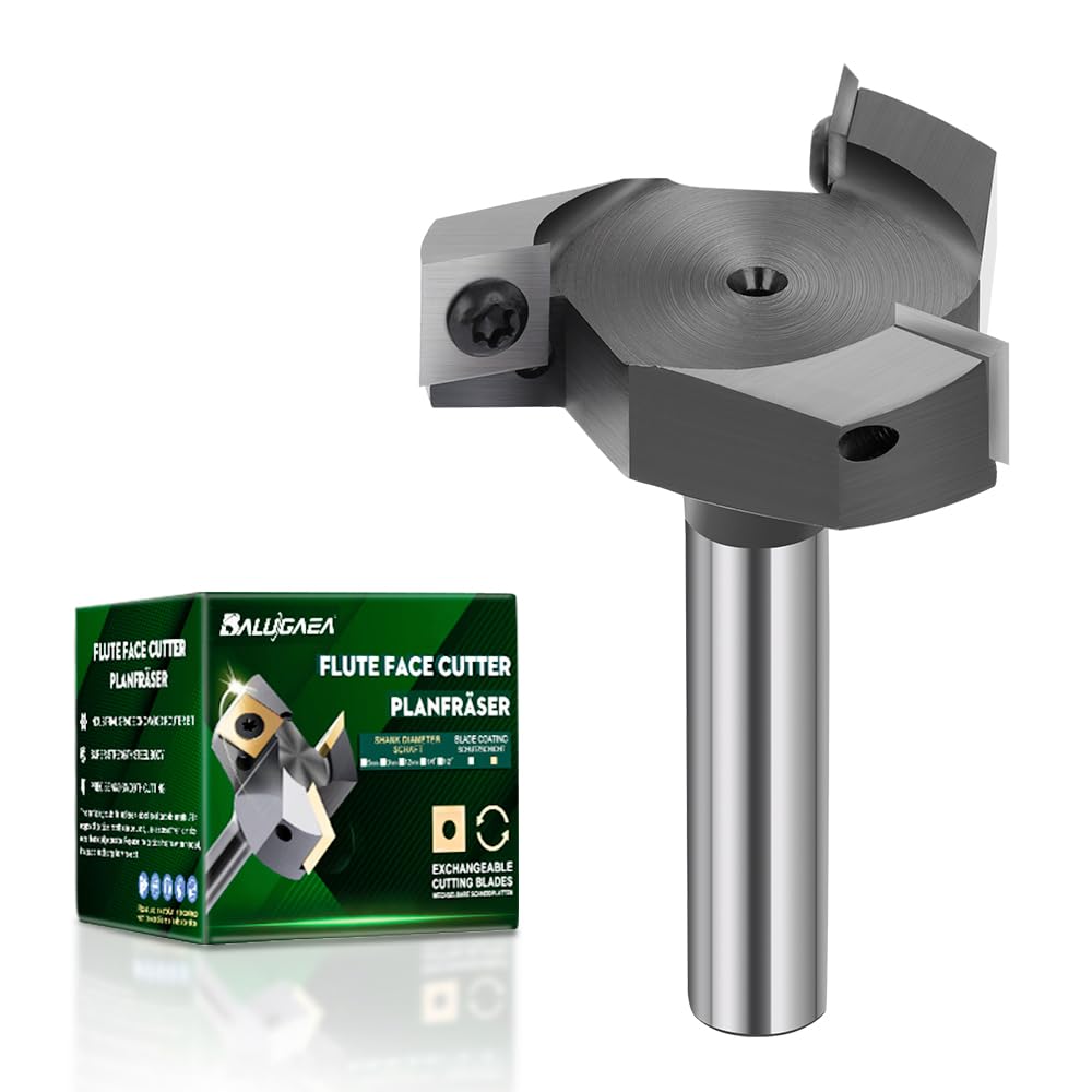 BALUGAEA Oberfräse Planfräser 12mm Schaft 60mm Durchmesser Flächenfräser mit Wendeplatten Hobelfräse