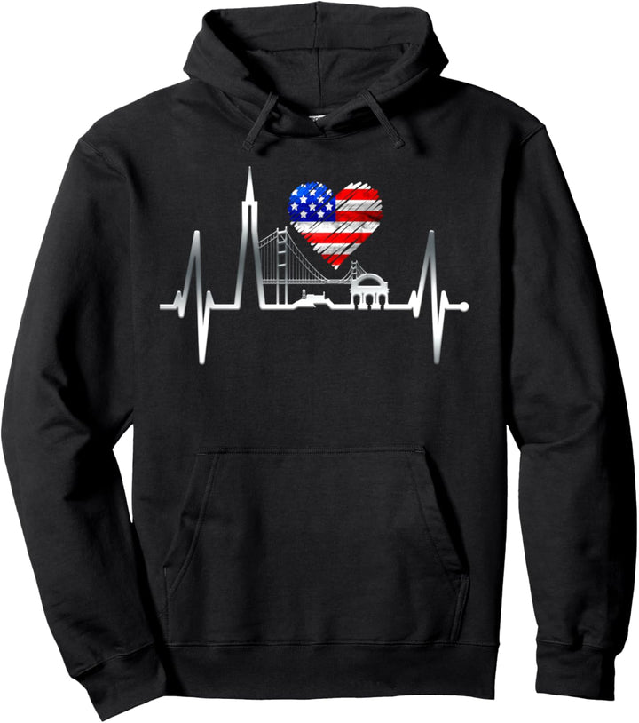 San Francisco Skyline Herzschlag Kalifornien San Francisco Pullover Hoodie