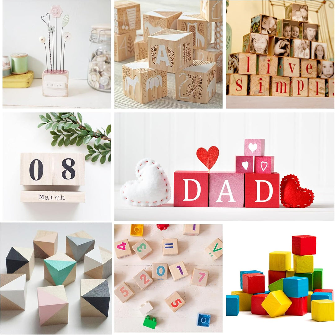 SOSMAR 20 Stück 40x40x40mm Blanko Würfel Bastel Holz Holzwürfel 4cm Holzklötzchen zum Basteln, Natür