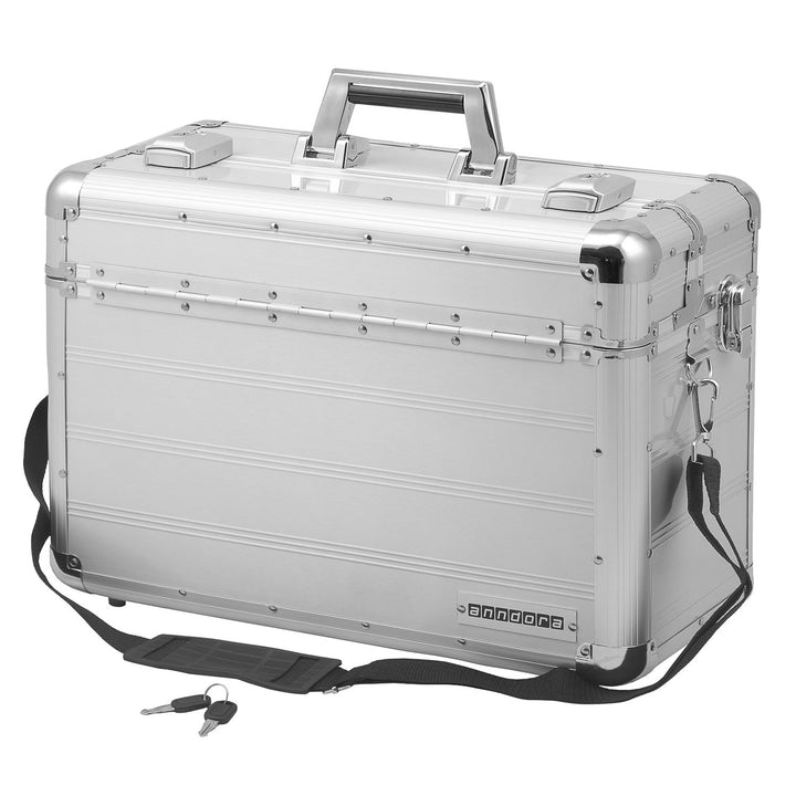 anndora Pilotenkoffer Businesskoffer TSA Schlösser Aluminium Oberfläche - Silber, Silber