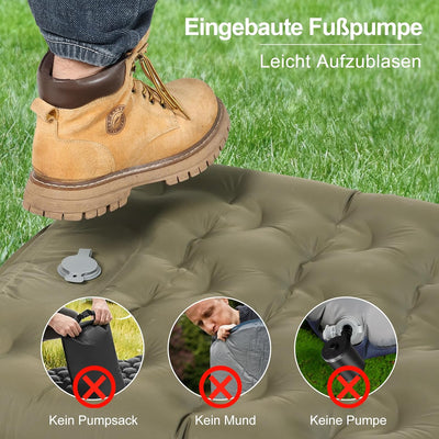 NIKYPJ Isomatte Selbstaufblasend【Benötigt Fussinflation】, 12cm Luftmatratze Camping, Aufblasbare Iso