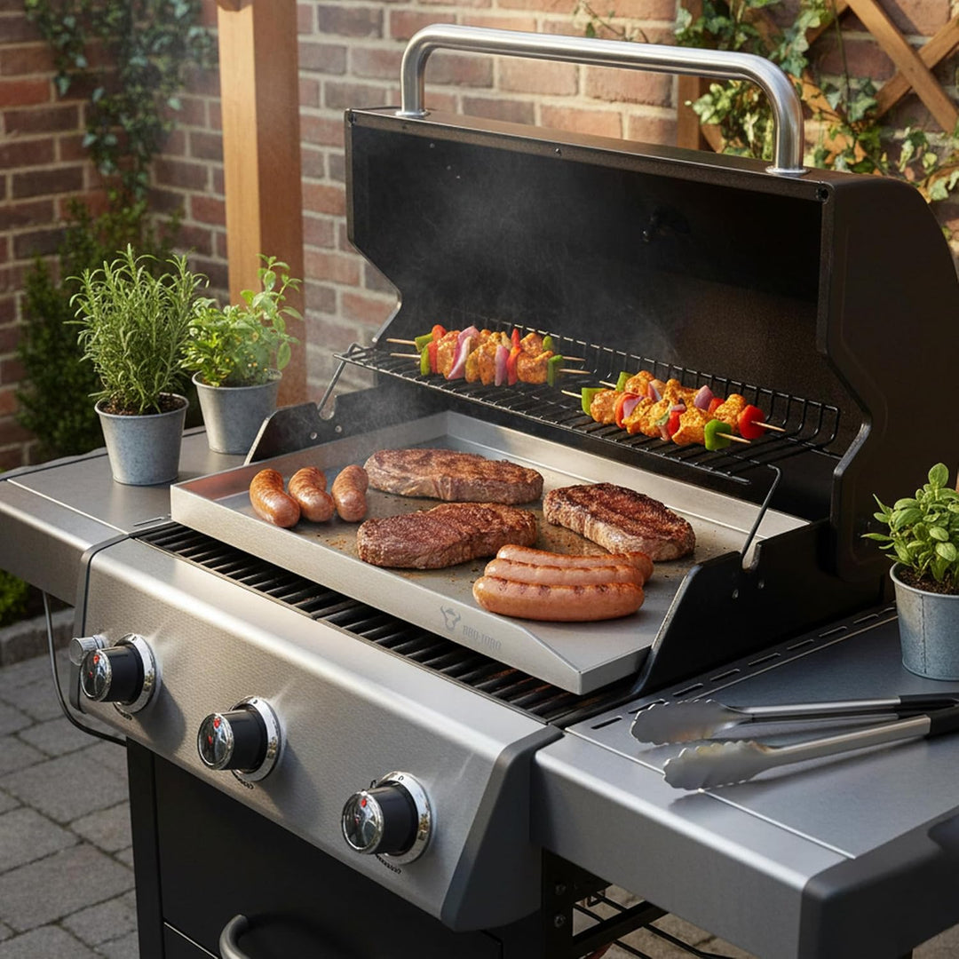 BBQ-Toro Edelstahl Grillplatte | 32,5 x 49 cm | BBQ Plancha, Grillplancha | Rechteckig, Universal un
