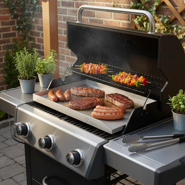 BBQ-Toro Edelstahl Grillplatte | 32,5 x 49 cm | BBQ Plancha, Grillplancha | Rechteckig, Universal un