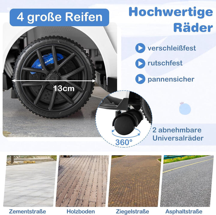 COSTWAY Mazerati Rutschauto, Rutscherfahrzeug mit Schutzbügel & Schiebestange, Schiebauto mit 2 Univ