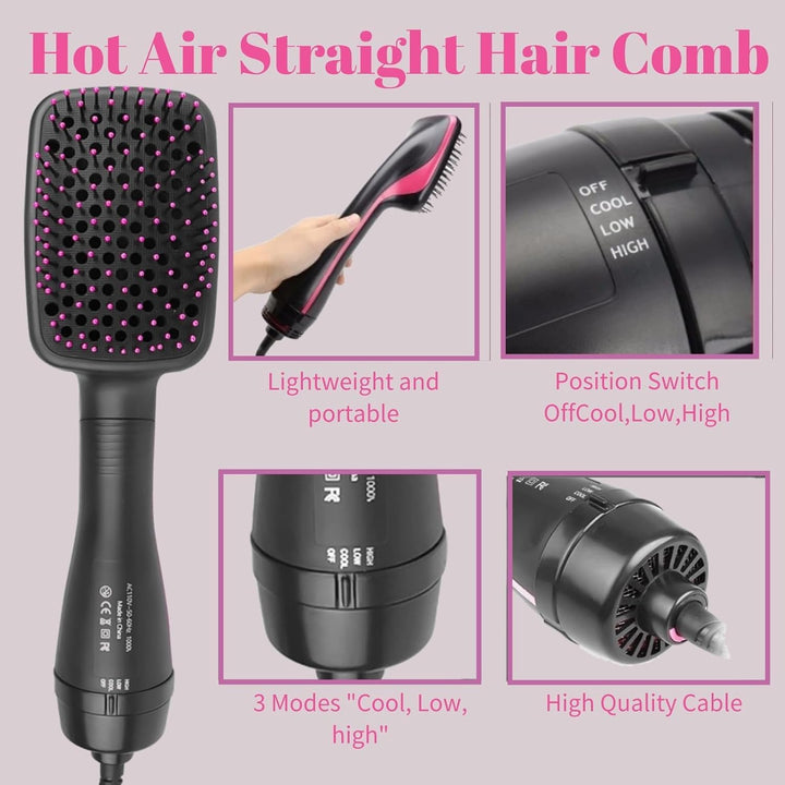 Haartrocknerbürste, 3 in 1 Negativ-Ionen-Haartrockner Heissluftbürste Haarstyling-Werkzeug, Glätteis