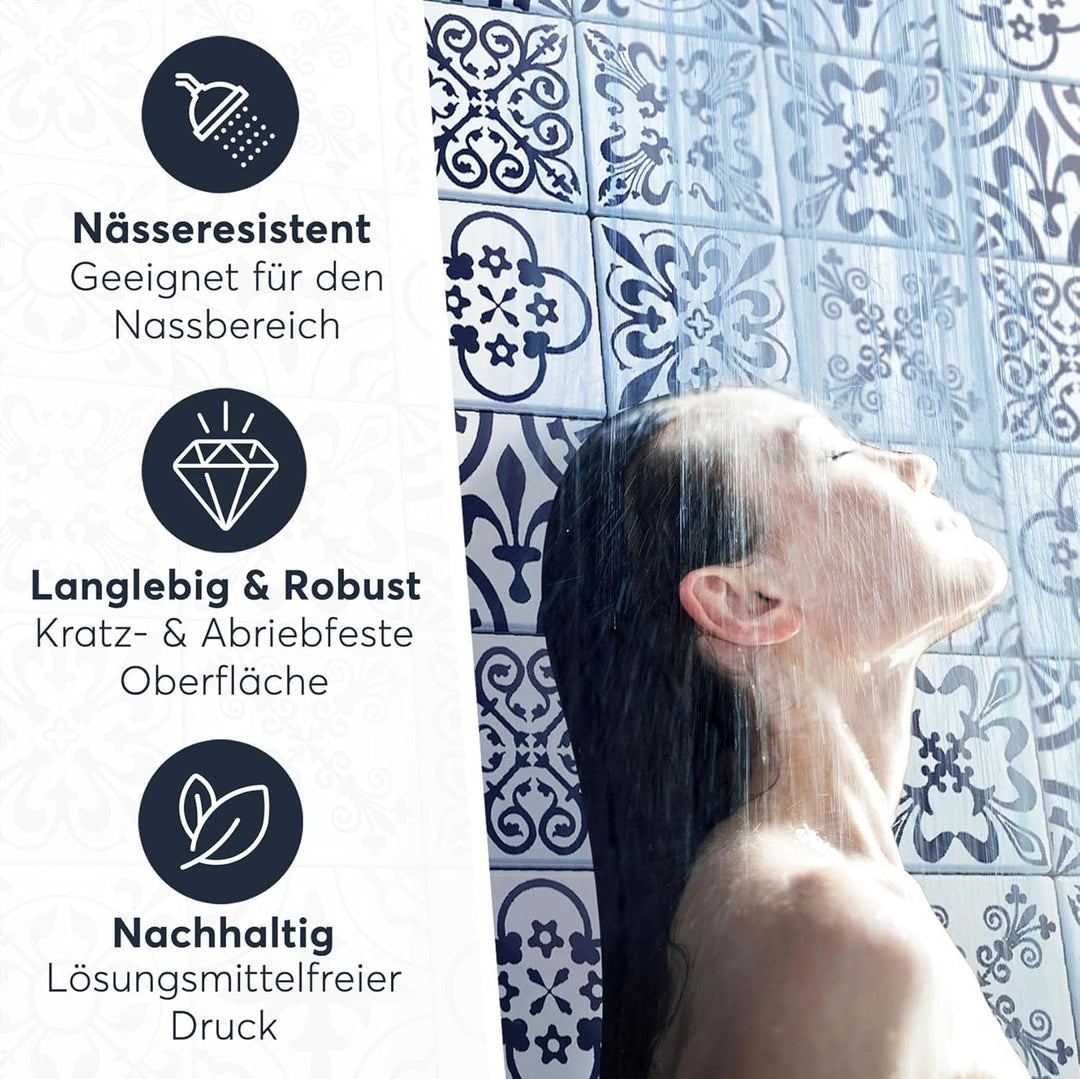 40 Stück Fliesenfolie für Küche und Bad 10x10 cm - Mosaikfliesen, Fliesensticker - selbstklebende Fl