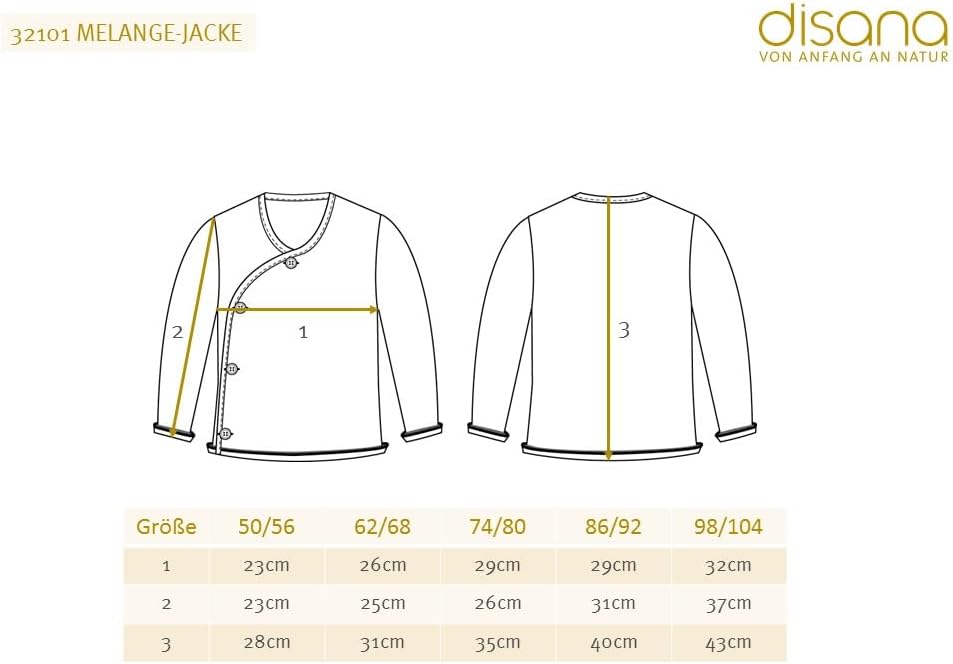 Disana MELANGE-JACKE, mit Wickelverschluss | 100% Bio-Merinowolle GOTS, IVN Best | Newborn Baby Klei