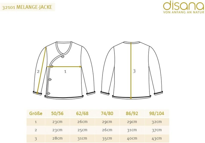 Disana MELANGE-JACKE, mit Wickelverschluss | 100% Bio-Merinowolle GOTS, IVN Best | Newborn Baby Klei