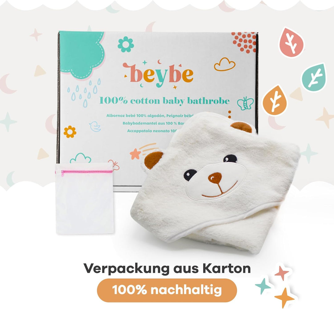 Babyhandtuch mit kapuze baumwolle 90x90cm | Kapuzenhandtuch Baby Bär Design | Badetuch Neugeborene &amp;