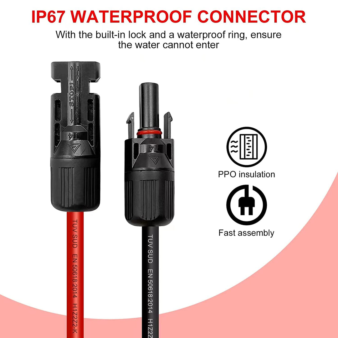 Solarkabel 6mm²/4mm², Solarkabel Verlängerung 2/3/5/10M, Solarkabel Verlängerungskabel mit Buchsen u