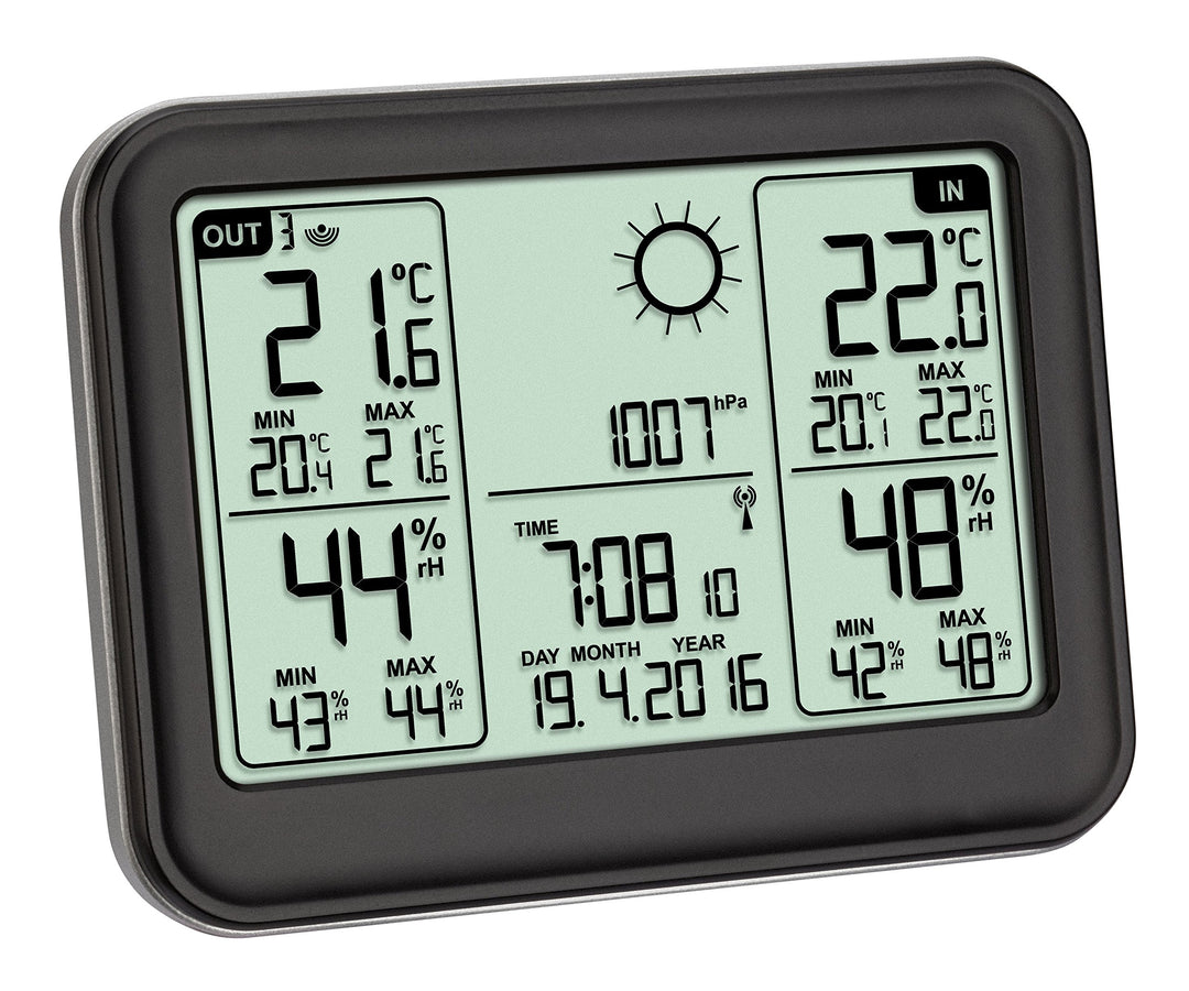 TFA Dostmann MEMO Funkwetterstation Kat.-Nr. 35.1141.01 übersichtliches Display erweiterbar auf 3 Se