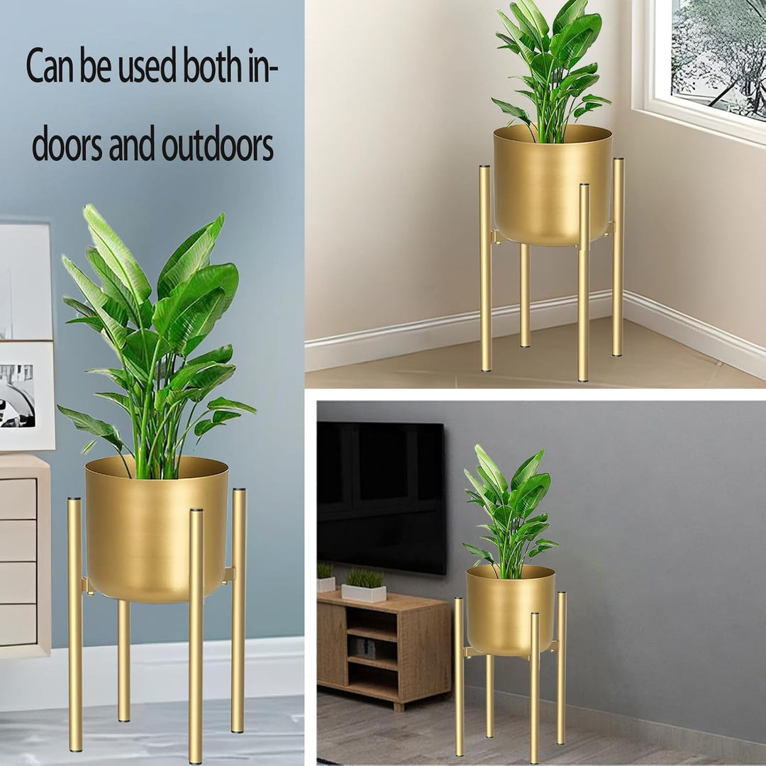 DeJivsin Pflanzenständer, Blumenständer metall Gold, 21cm-35cm, Verstellbarer Pflanzenständer aus Me