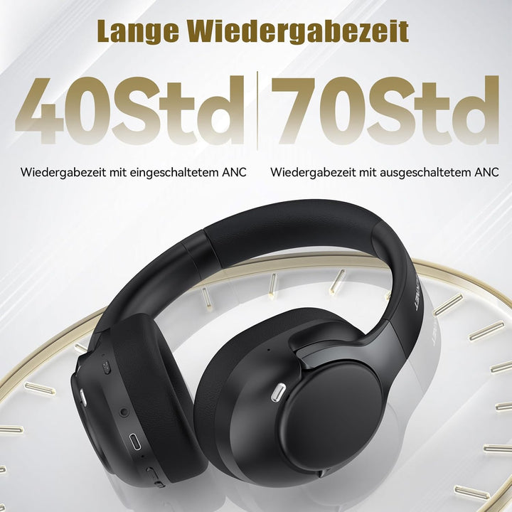 TECKNET Over Ear Kopfhörer Bluetooth mit Hybrid Active Noise Cancelling, Kabellose Bluetooth 6.0 Kop