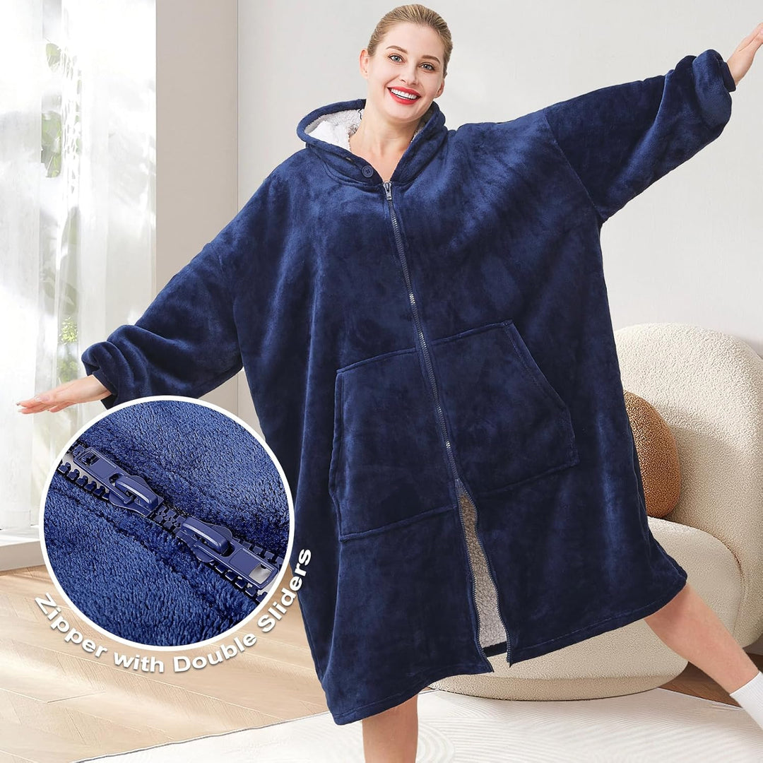 SPFASZEIV Reissverschluss Hoodie Decke Damen Kuscheldecke mit Ärmeln Übergrosse Kuschelpullover Frau