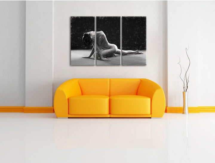 Pixxprint Schöne sexy Frau Macht Yoga Kunst als Leinwandbild/Grösse: 3 Teilig (120x80) cm/Wandbild/K