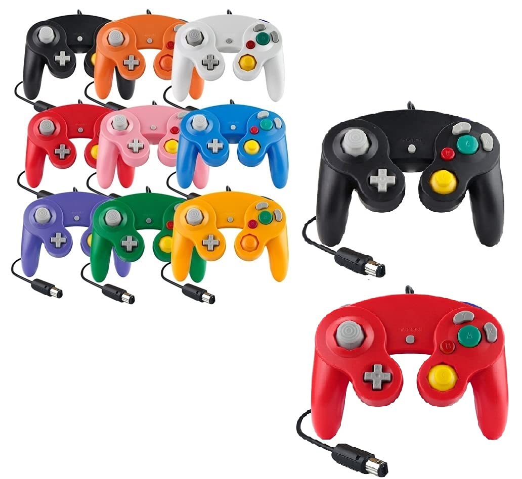 Controller Für Game Cube Weiss und Switch kabelgebunden Gamepad Joypad (Schwarz/Rot), Schwarz/Rot